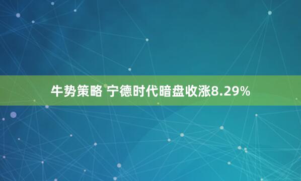 牛势策略 宁德时代暗盘收涨8.29%