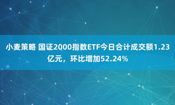 小麦策略 国证2000指数ETF今日合计成交额1.23亿元，环比增加52.24%